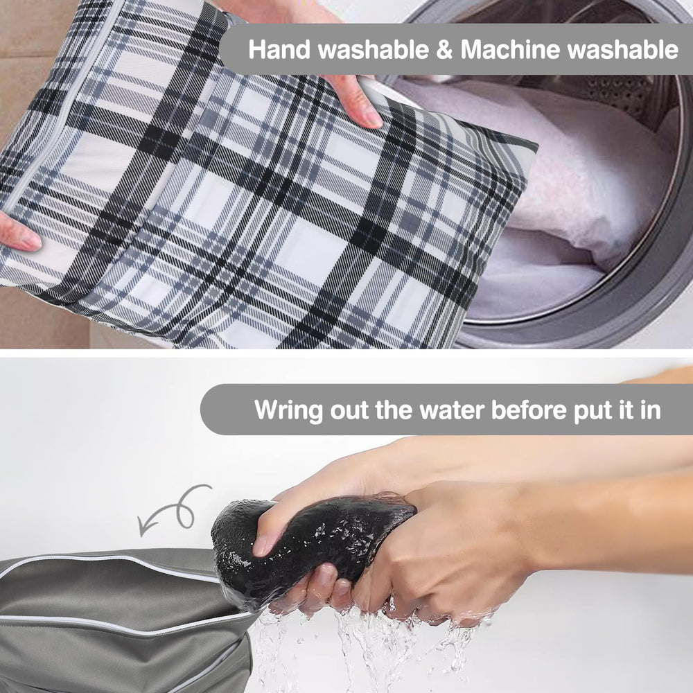 eaxin wet bag plaid features a snap handle for quick attachment to stroller or suitcase