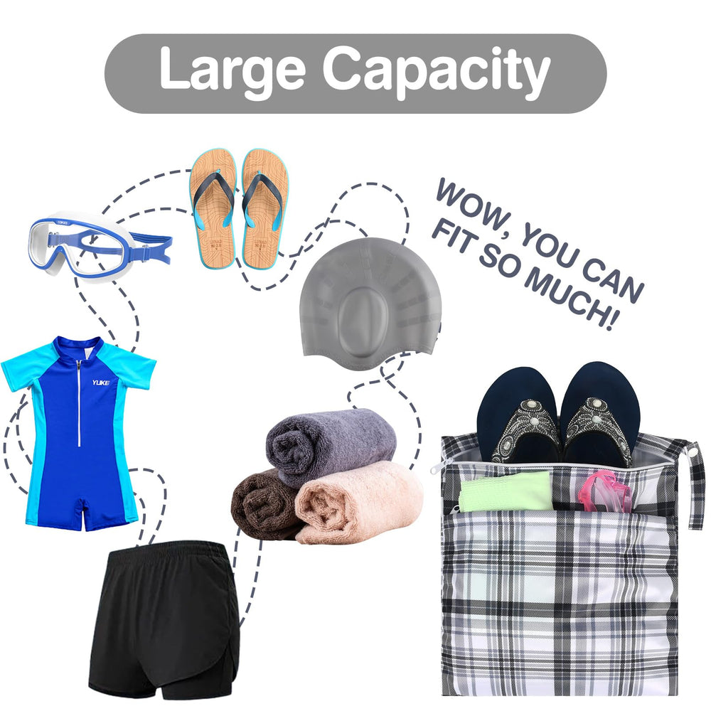 eaxin plaid wet bag supports versatile storage for swimsuits, gym clothes, and damp items