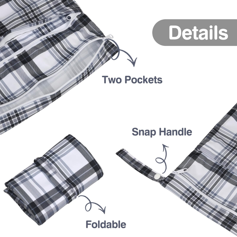 eaxin plaid wet bag uses waterproof material to prevent leaks and protect belongings
