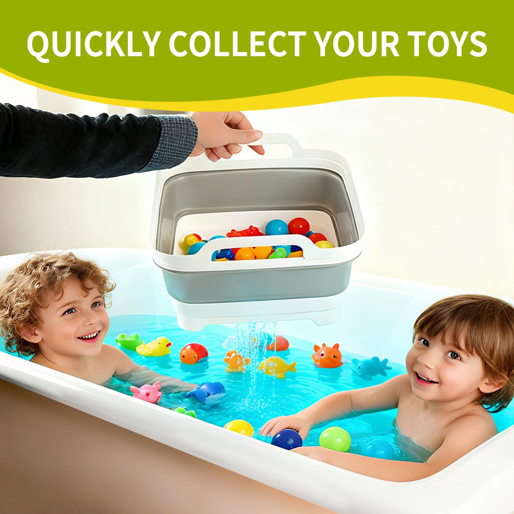 EazziSwitch drain-plug bath organizer for quick water release after play.