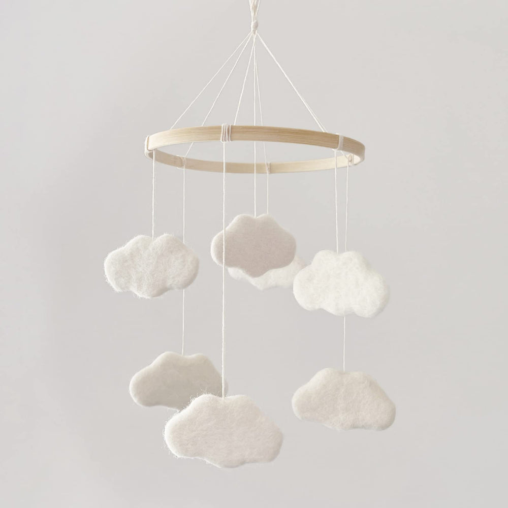 EBINGMIMA baby mobile over crib with cloud felt decor for visual tracking