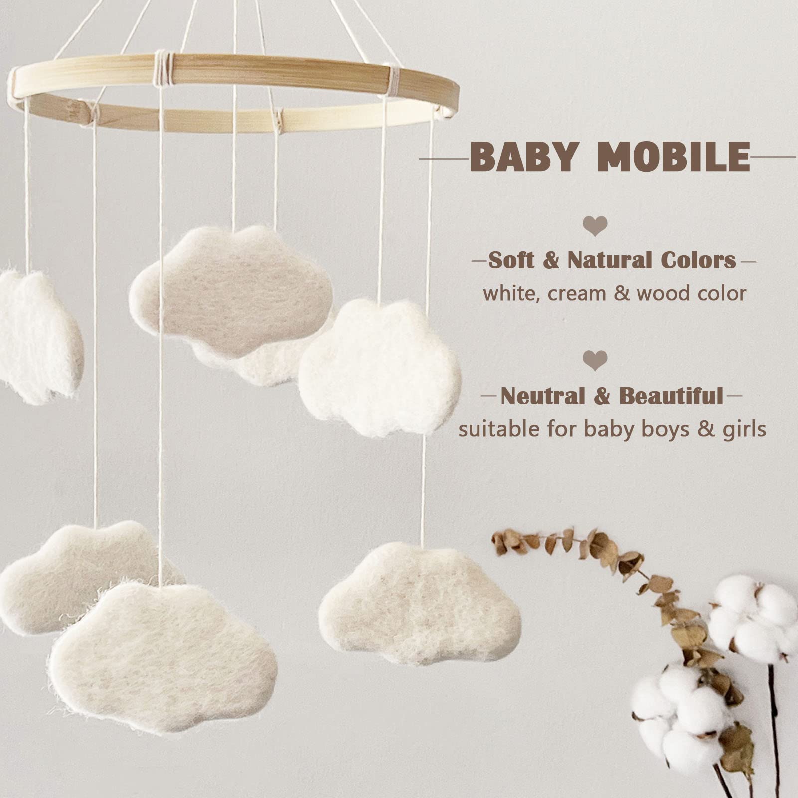 EBINGMIMA boho cloud mobile enhances gender-neutral nursery decor
