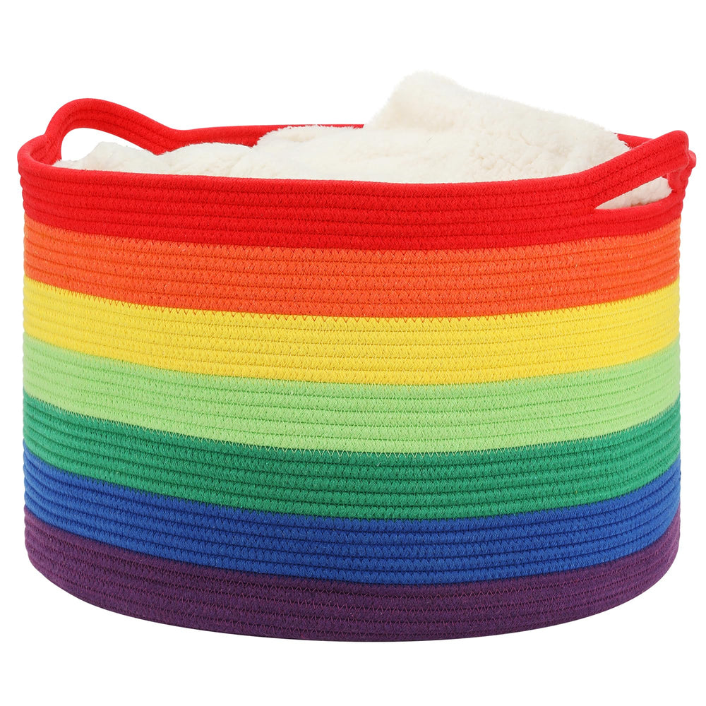 Eblog basket with thick cotton rope handles for easy transport.