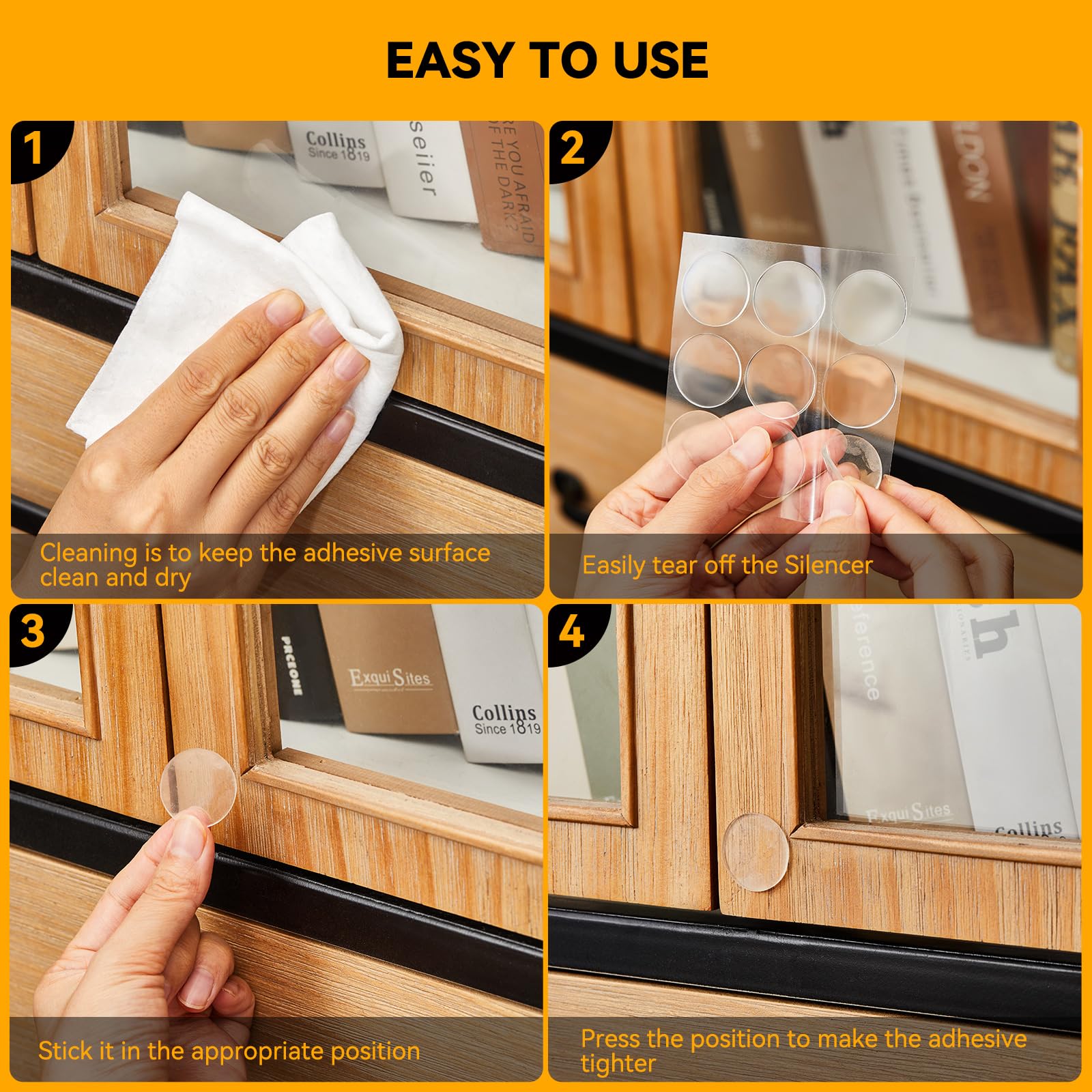 EBUKTUK bumpers help reduce noise from everyday door use.