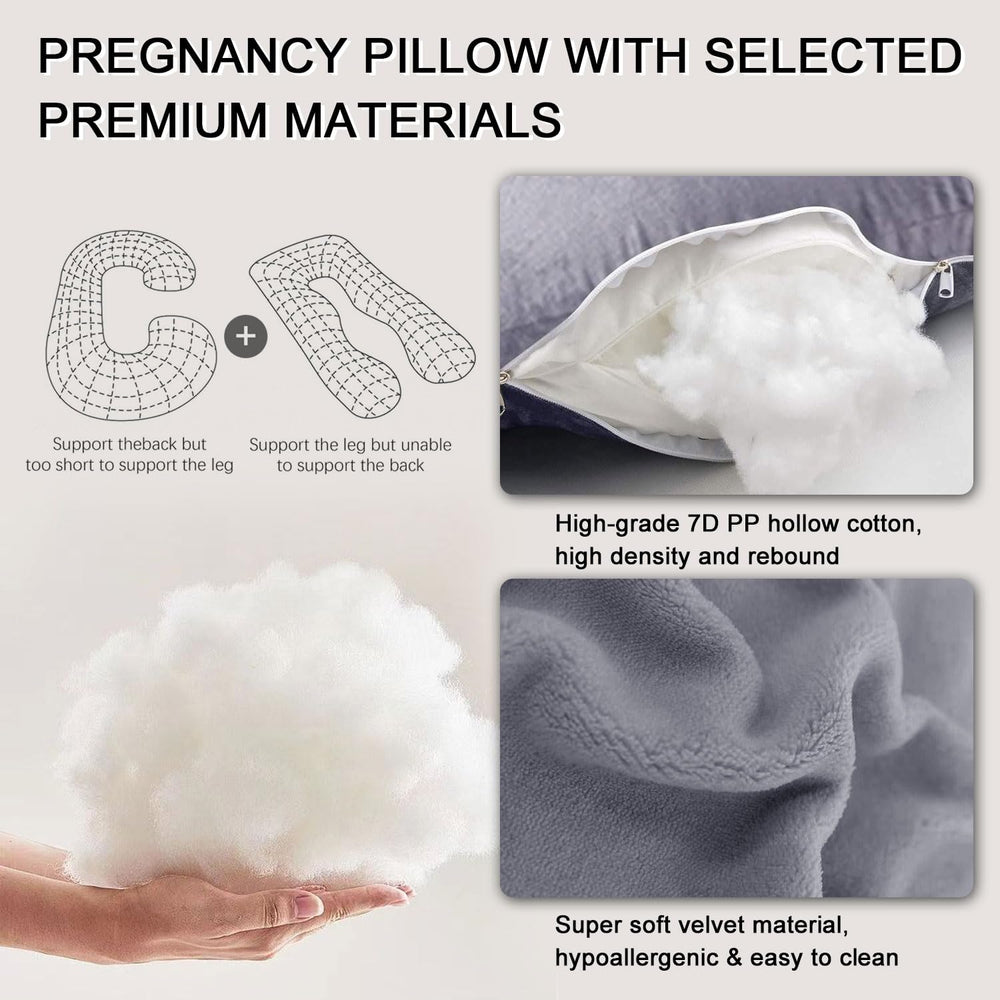 Eccn gray pillow with cloud-soft fill keeps shape for support.