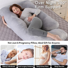 Eccn U-shape supports side sleeping and back relief for comfort.