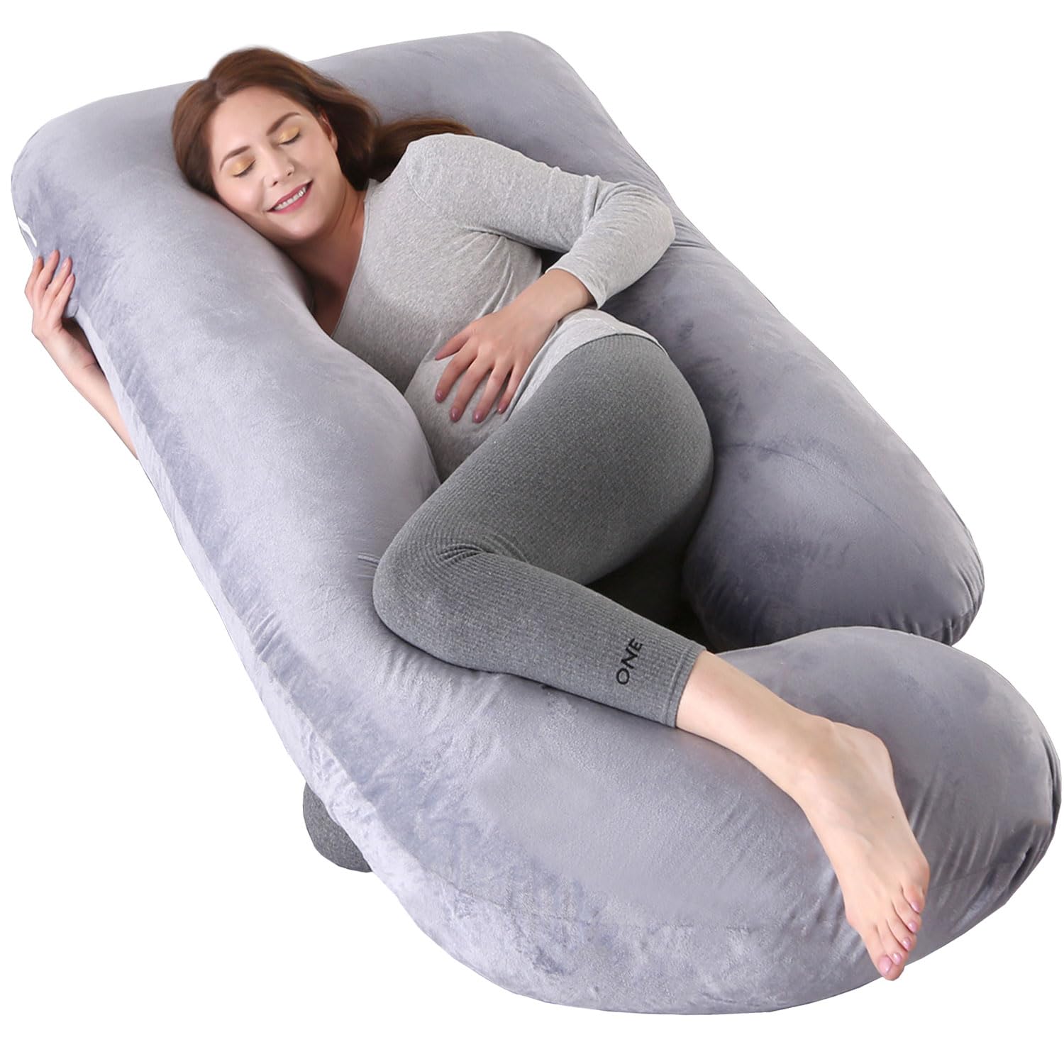 Eccn U-shape pregnancy pillow full-body supports head and spine for restful sleep.
