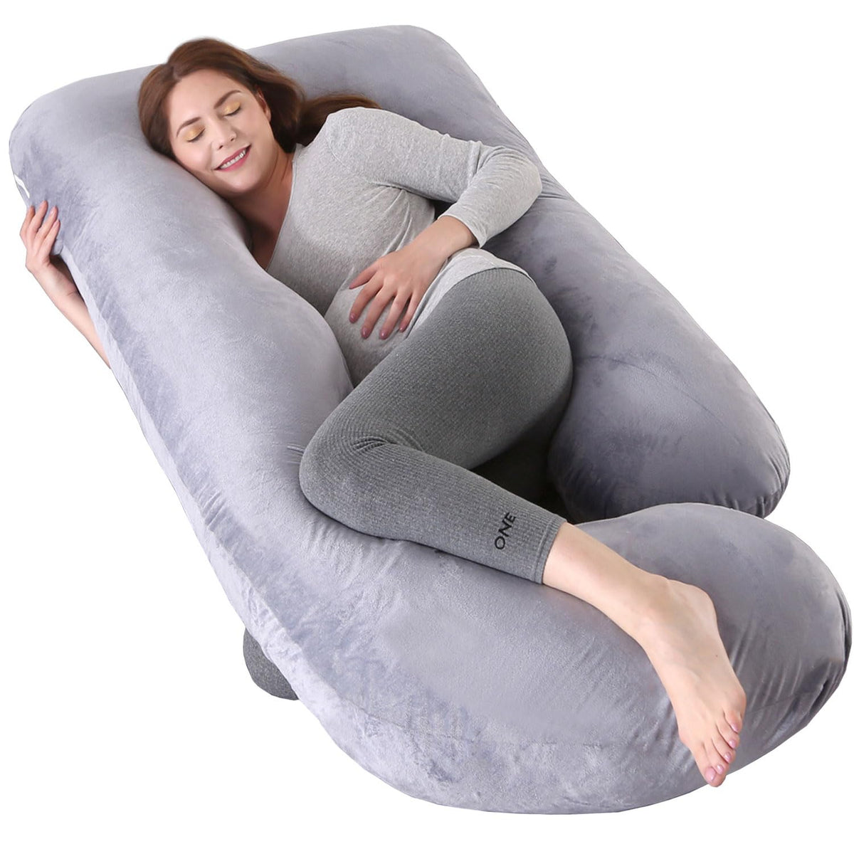 Eccn U-shape pregnancy pillow full-body supports head and spine for restful sleep.