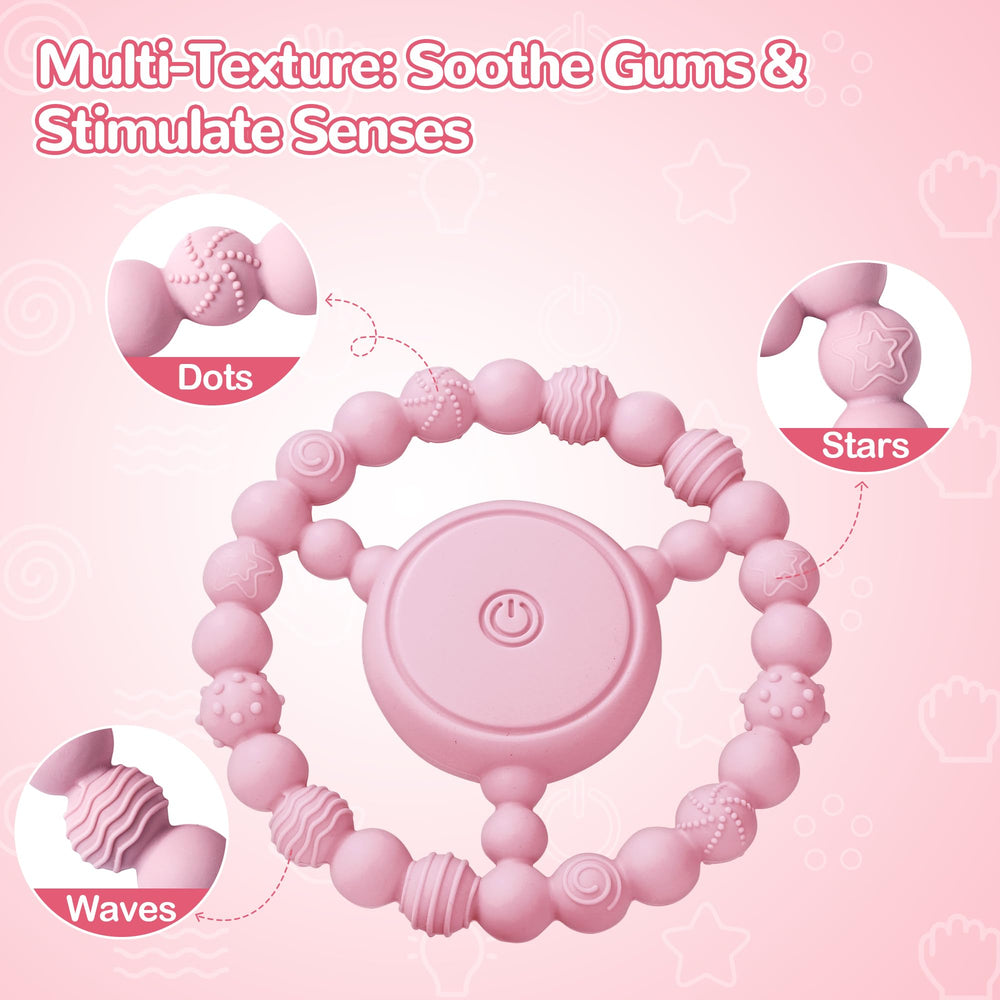 EccoDen three-speed vibration offers flexible soothing options for teething moments