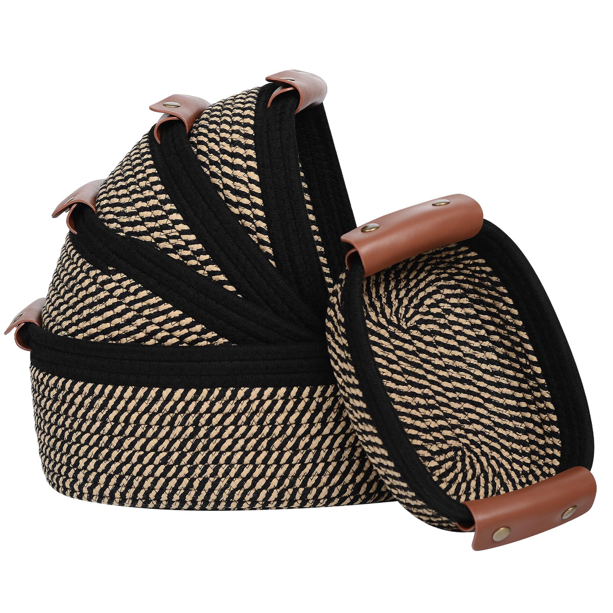 ECDYQXVU five-piece basket set stacked for compact storage and easy access.