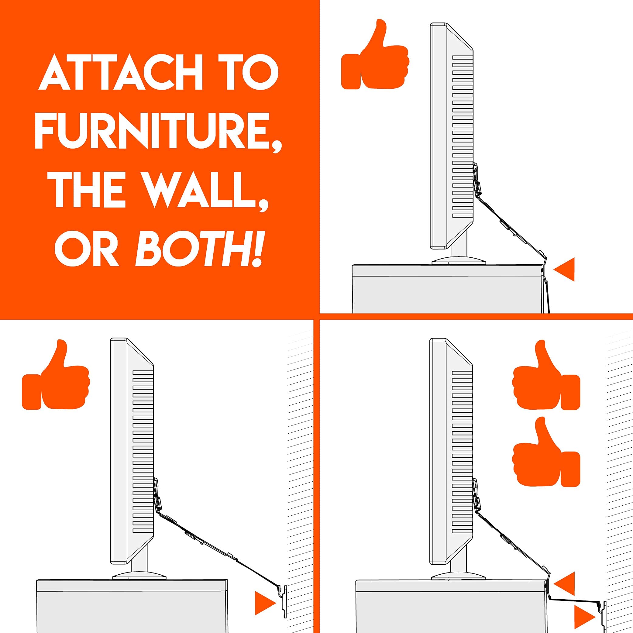 ECHOGEAR TV safety straps furniture attachment stabilize the TV on an entertainment center