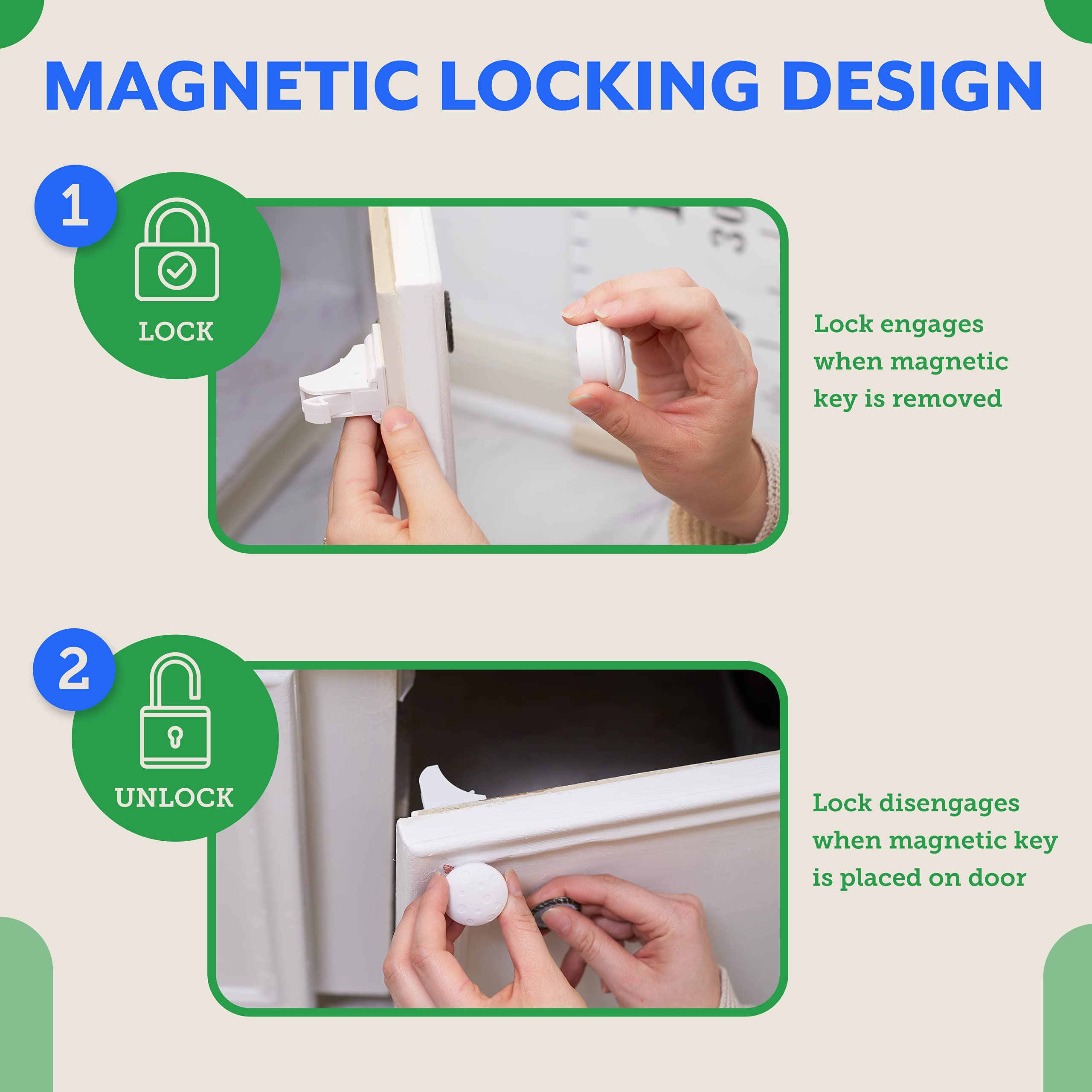 Eco-Baby magnetic keys are easy to use with a simple touch