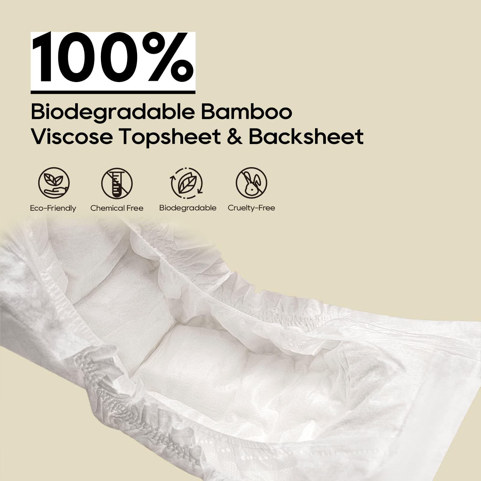 Eco Boom uses chemical-free pulp for gentle diaper performance.