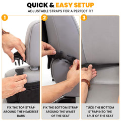 EcoNour waterproof-kick-mat-2-pocket keeps toys and drinks organized during journeys.