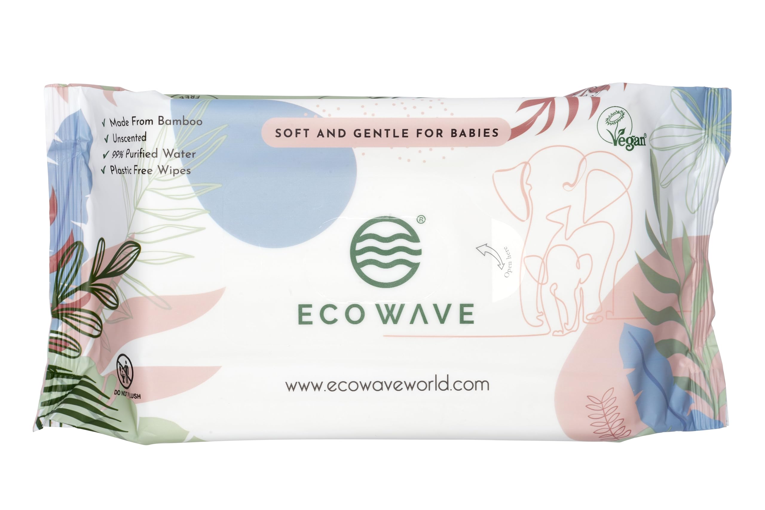 Eco Wave Baby Wipes recyclable packaging label communicates eco credentials