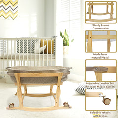 ECOADE Moses Basket Stand rocking action helps soothe baby for easier nap transitions.