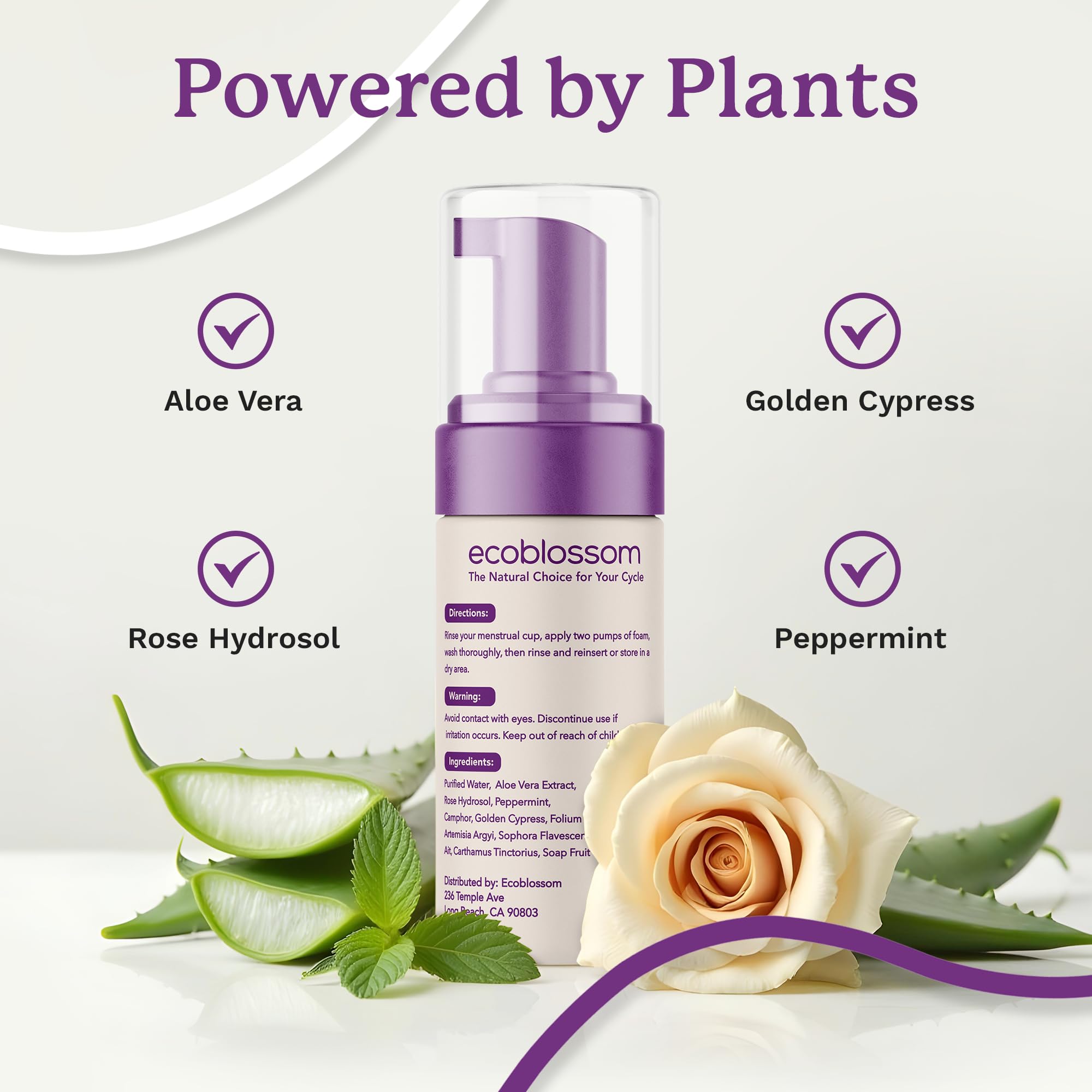 EcoBlossom gentle foaming sanitizer keeps cups fresh.