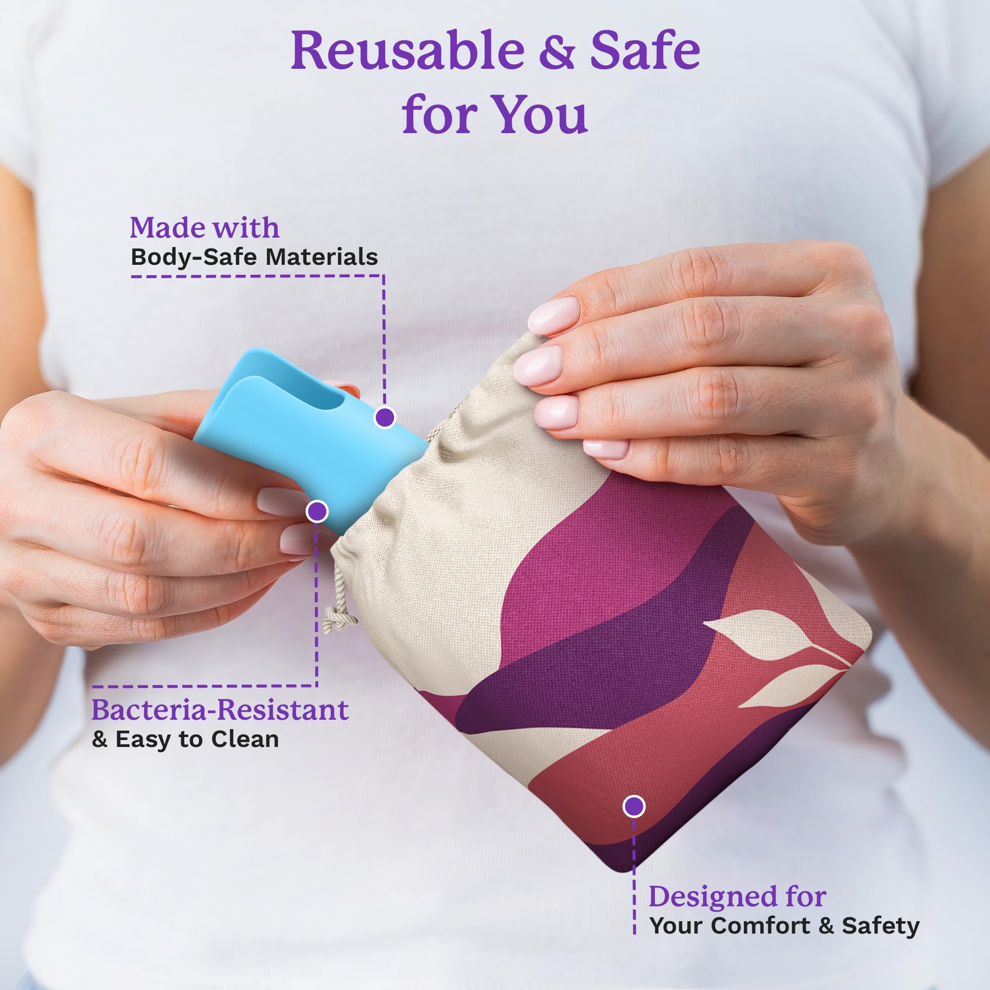 Teal EcoBlossom tool helps proper cup or disc alignment for confident placement.