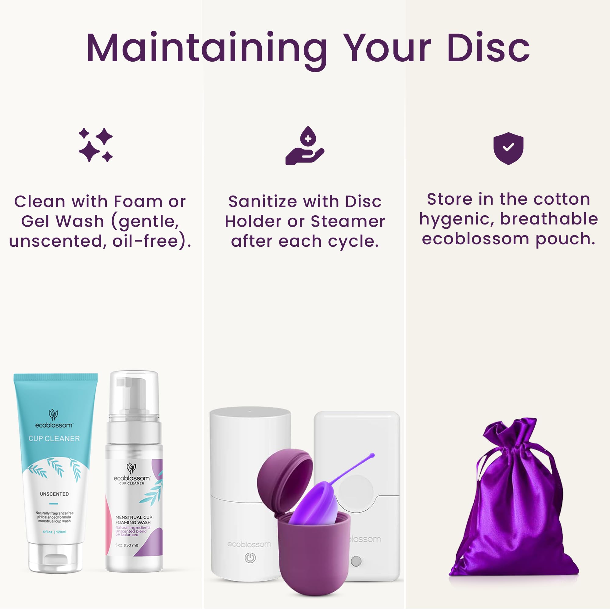 EcoBlossom BPA-free hypoallergenic disc small violet, a safer sustainable option.