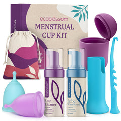 EcoBlossom complete kit featuring small cup for comfortable, reusable period care