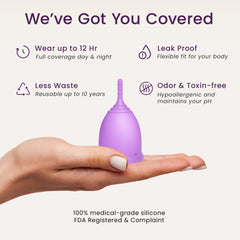 EcoBlossom cup in hand demonstrates comfortable grip for insertion.