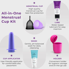 EcoBlossom menstrual cups in small and large sizes for customizable fit.