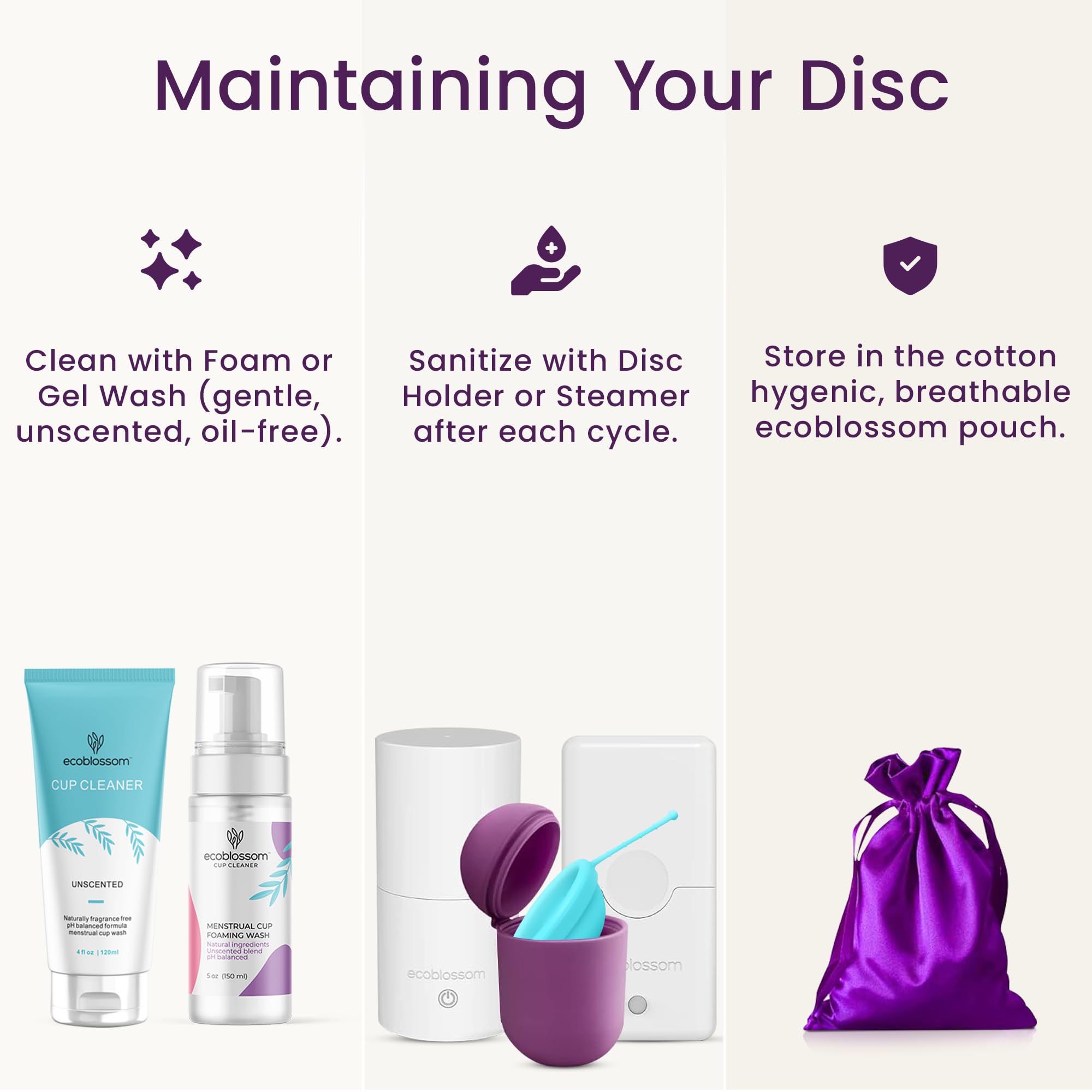 EcoBlossom leak-proof feature protects clothing and underwear.