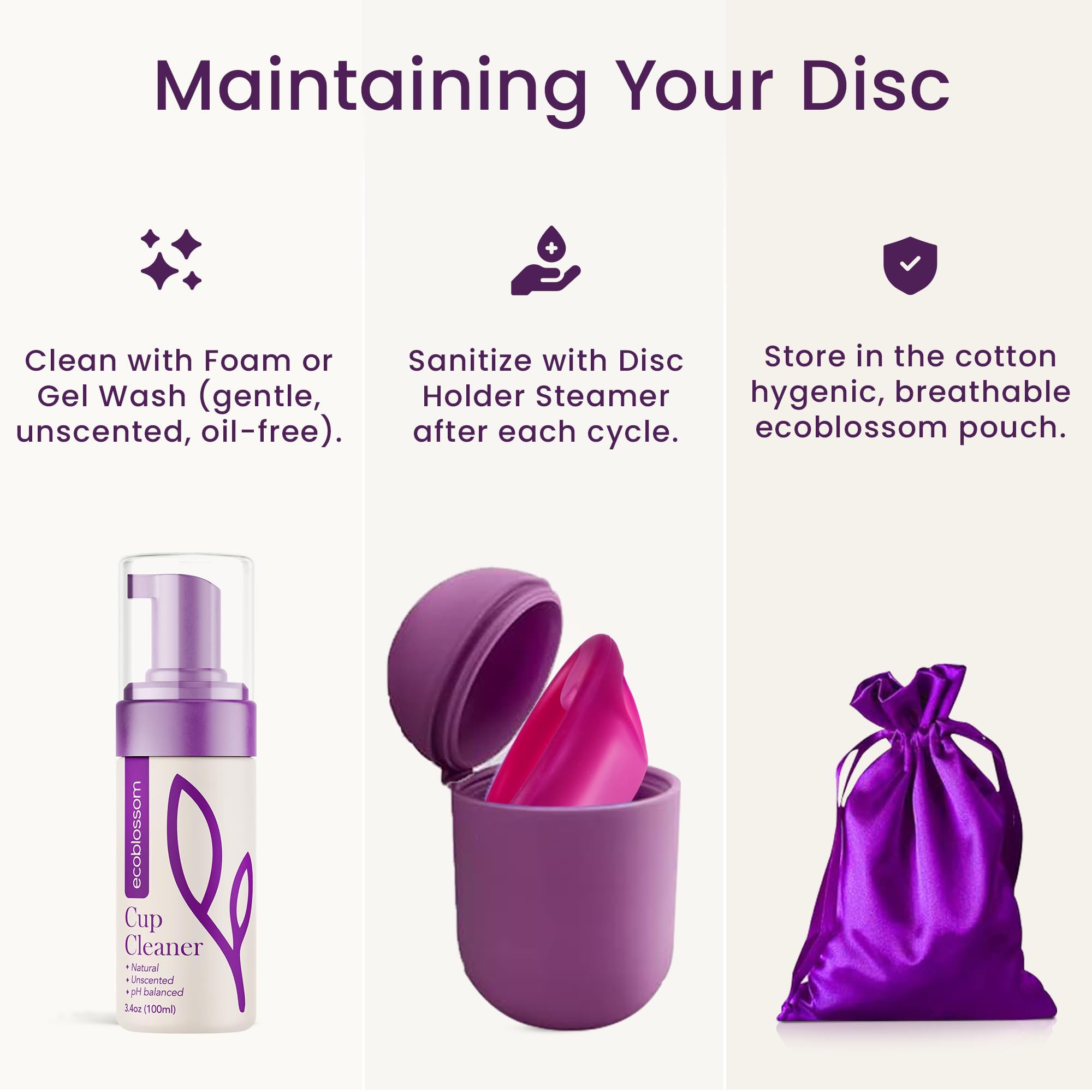 EcoBlossom leak-proof design helps keep clothing and underwear clean.