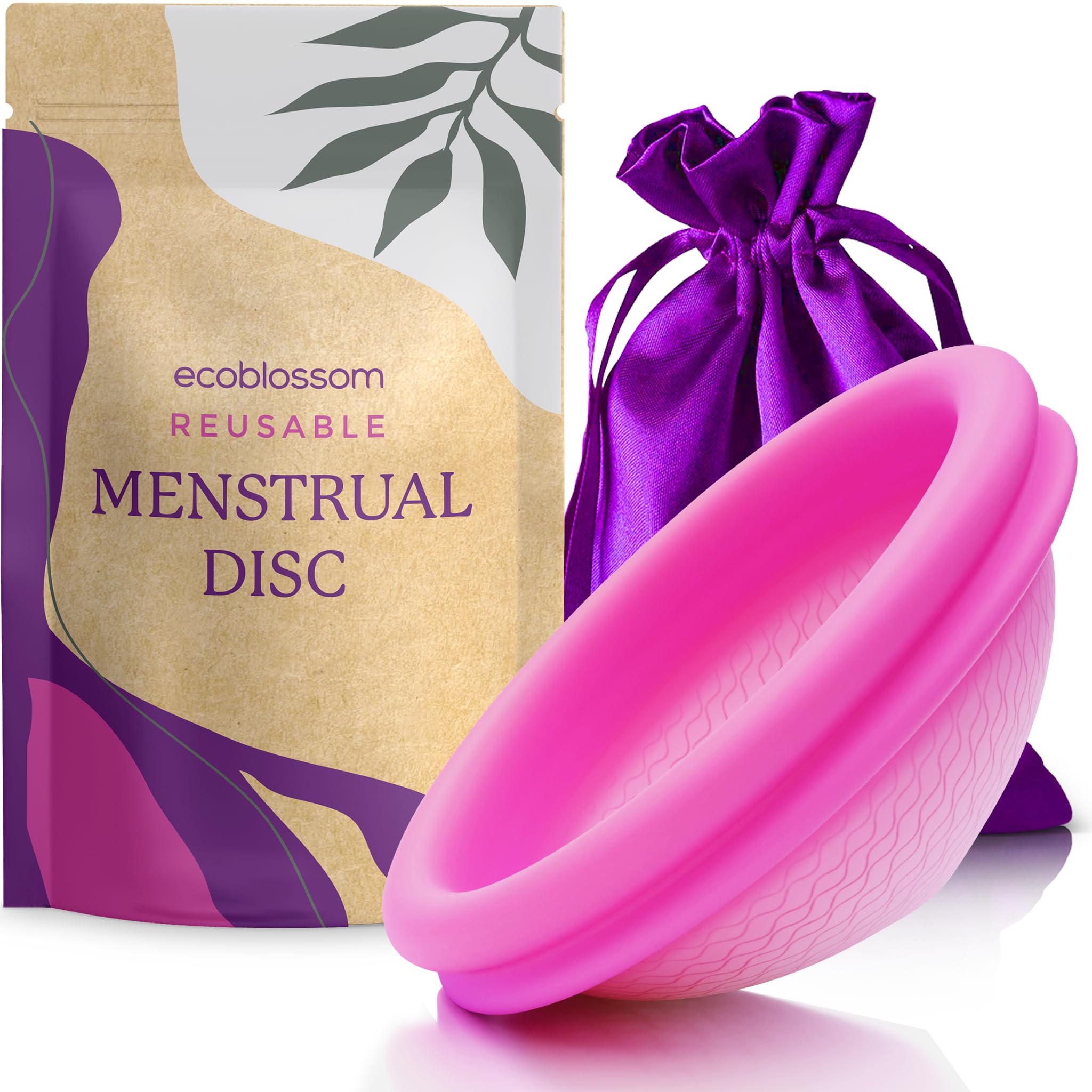 EcoBlossom large rose reusable disc in packaging, eco-friendly choice for menstrual care.
