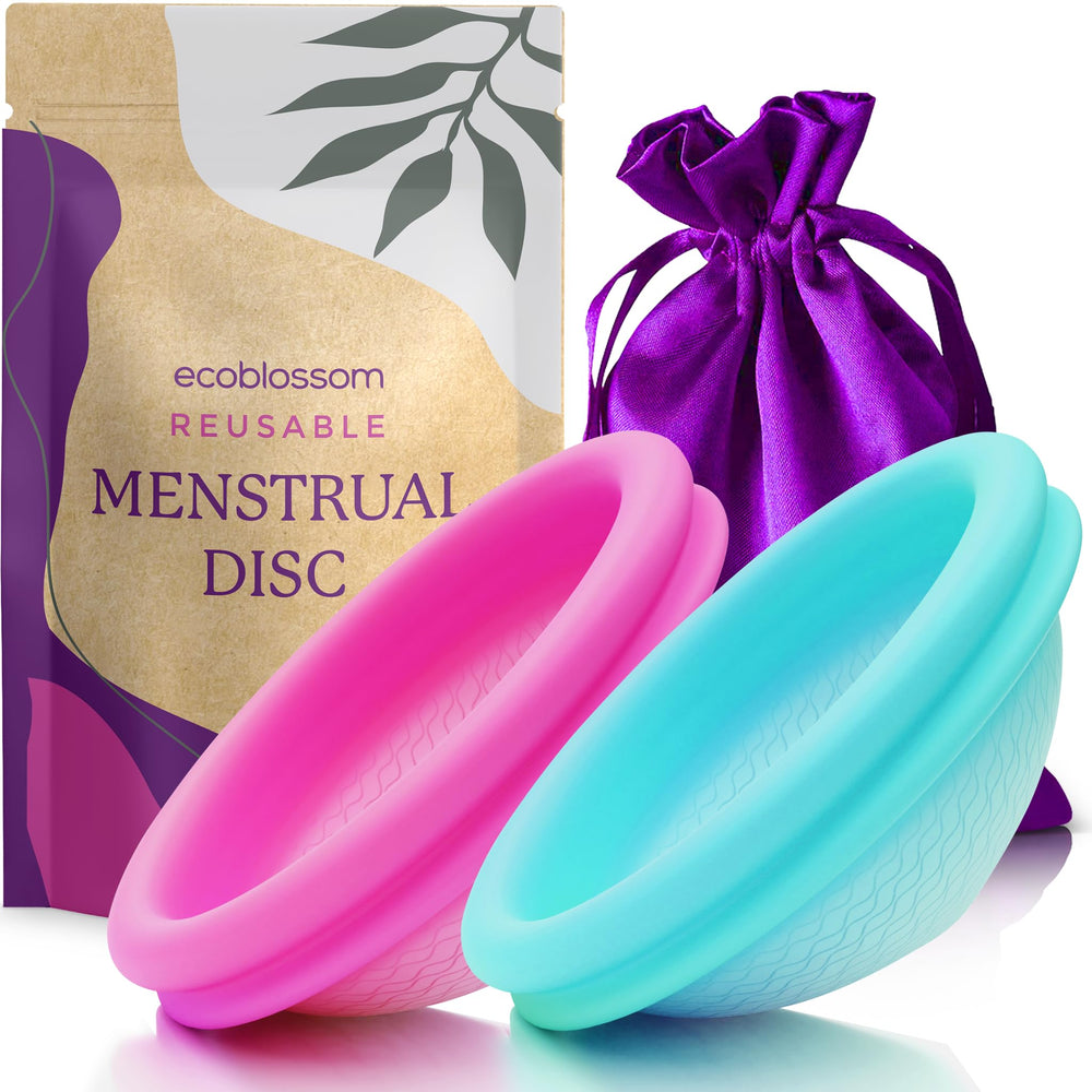 EcoBlossom reusable disc teal close-up showing flexible silicone for a comfy seal.