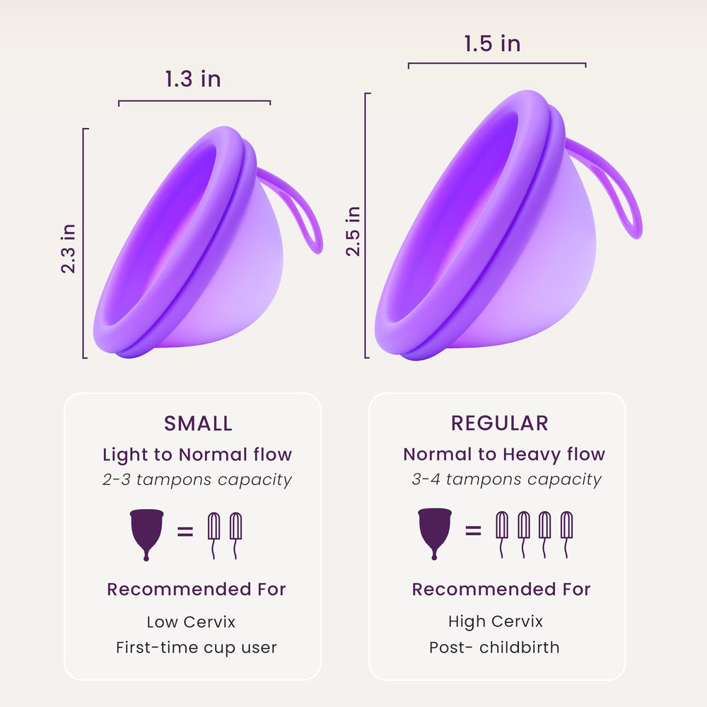 EcoBlossom small violet disc with triple rim design helps prevent leaks