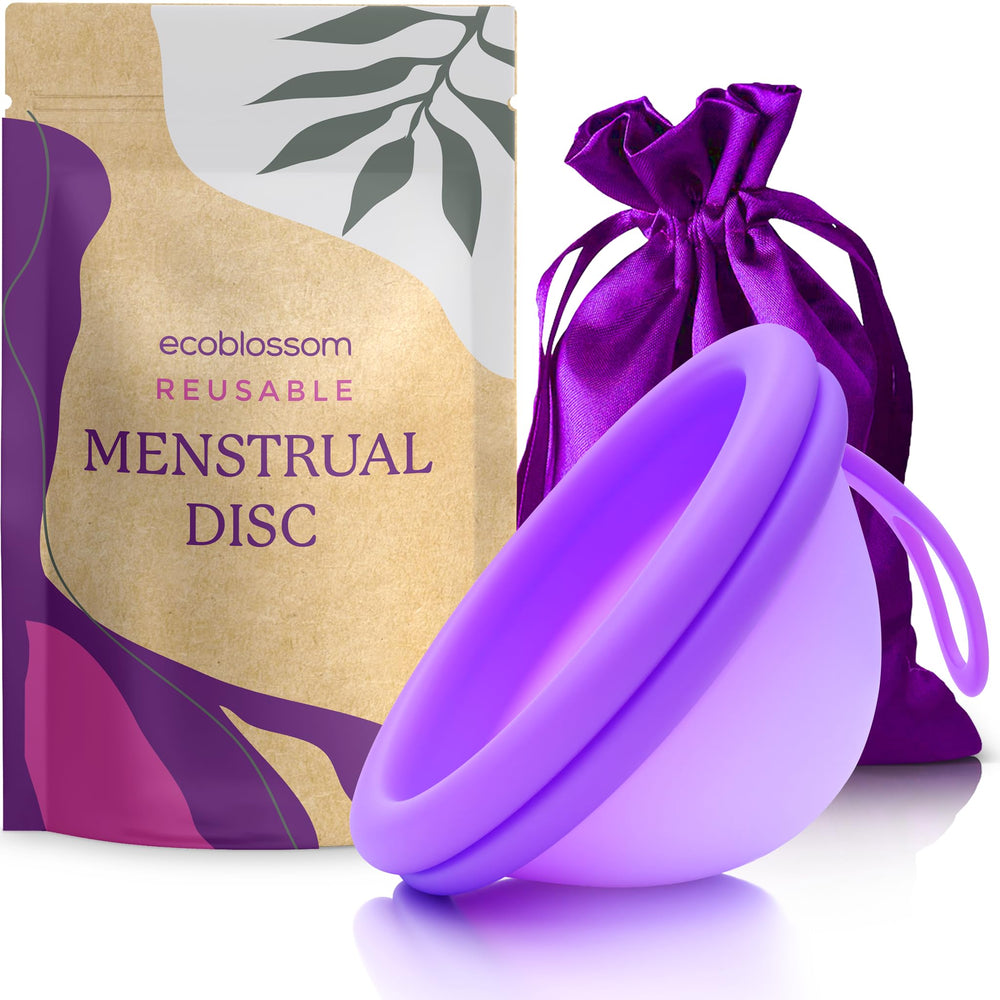 EcoBlossom small violet reusable menstrual disc packaging shows eco-friendly design