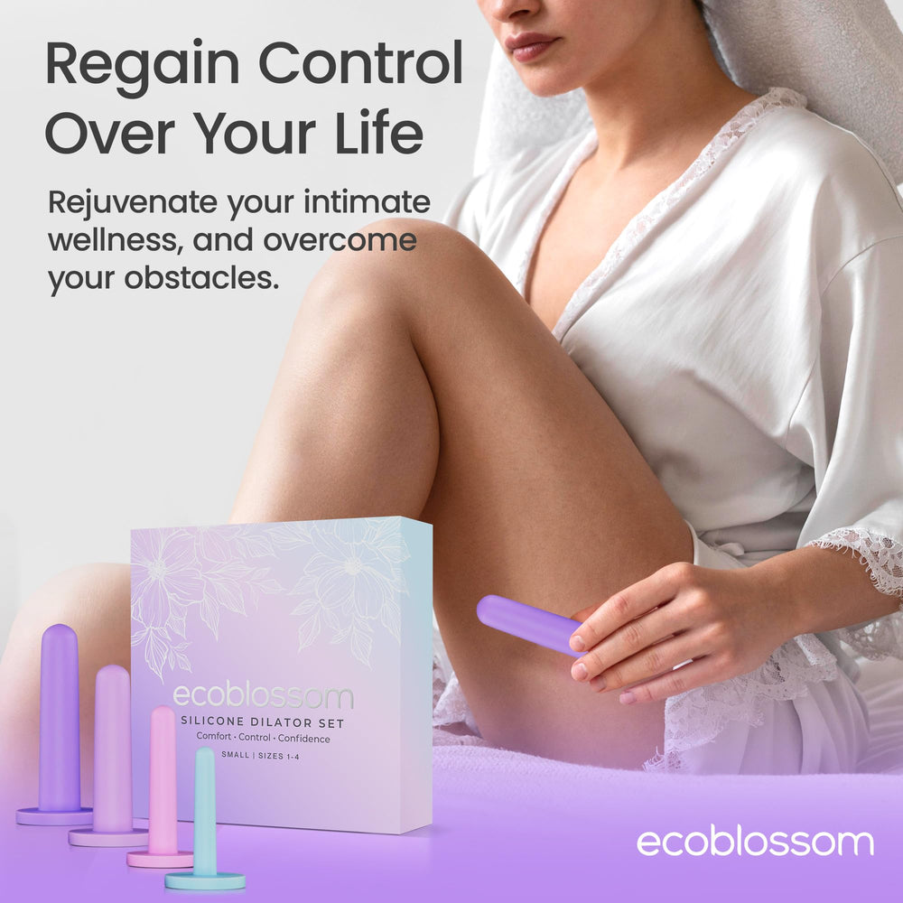 EcoBlossom silicone intimacy set guide and storage bag ready for at-home use