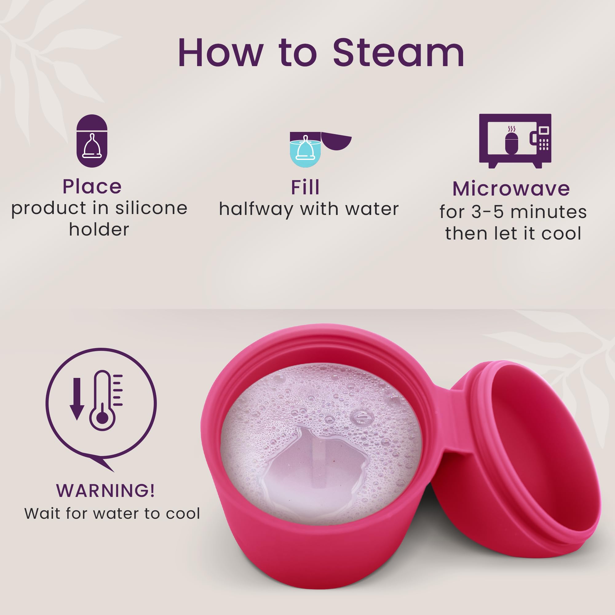 EcoBlossom silicone holder shows leak-proof design for safe transport.