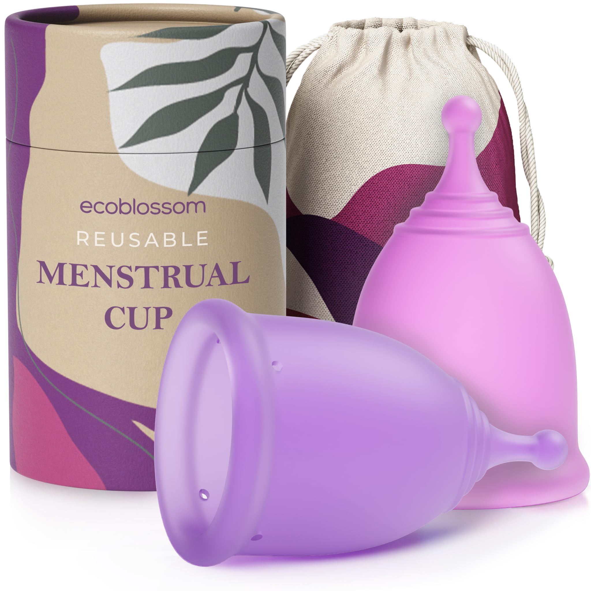 EcoBlossom two small cups ready for long-wear comfort.