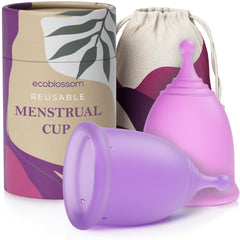 EcoBlossom two small cups ready for long-wear comfort.