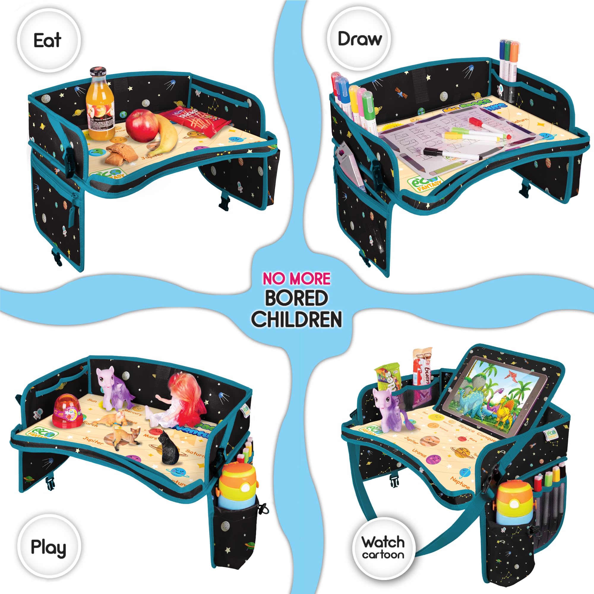 ECOFANTASY car seat tray activity sheets offer quick preschool-friendly activities.