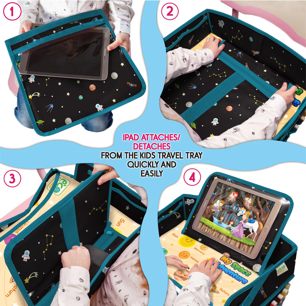 ECOFANTASY car seat tray secure buckle keeps the tray steadier on bumpy roads.