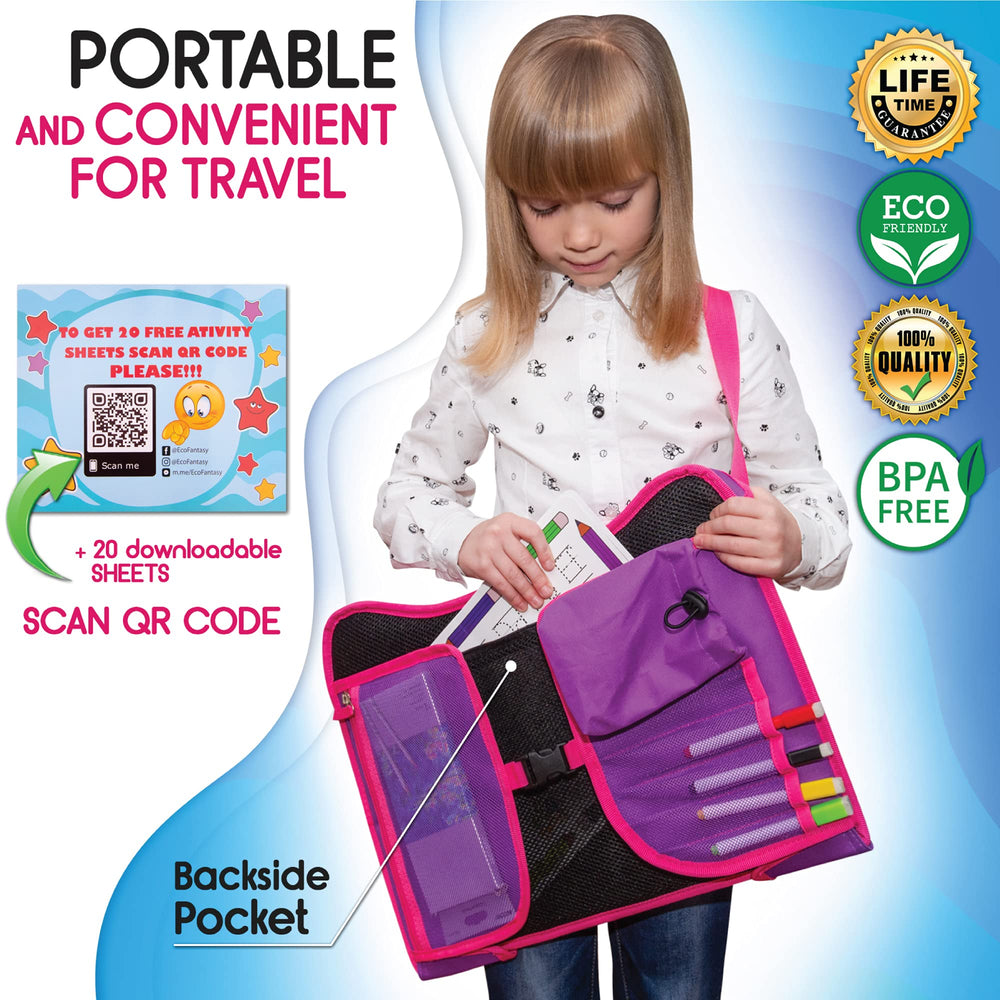 ECOFANTASY Pink travel tray showcases kid-friendly design and portability.