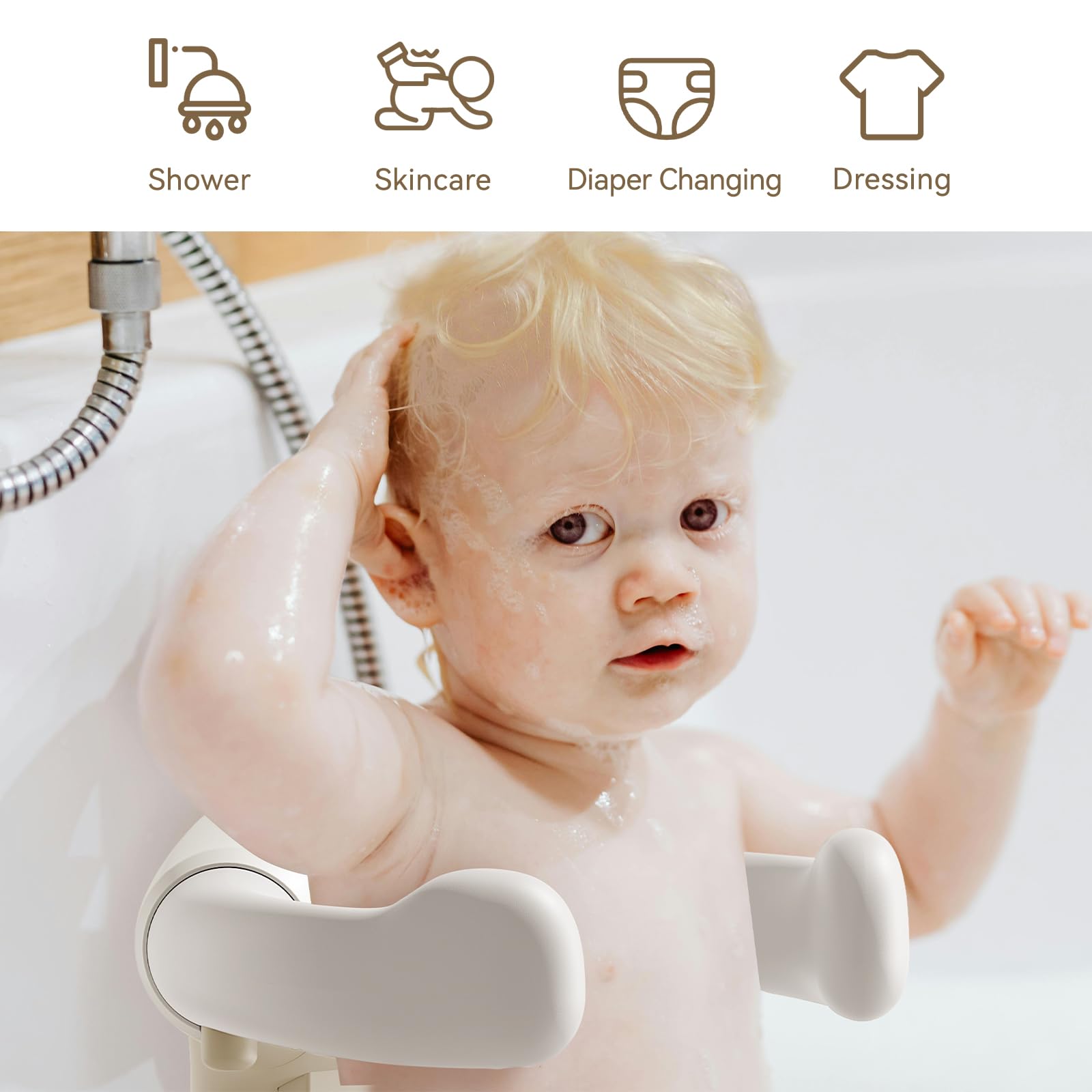 Ecoflarix stand height-adjust feature shown for growing babies