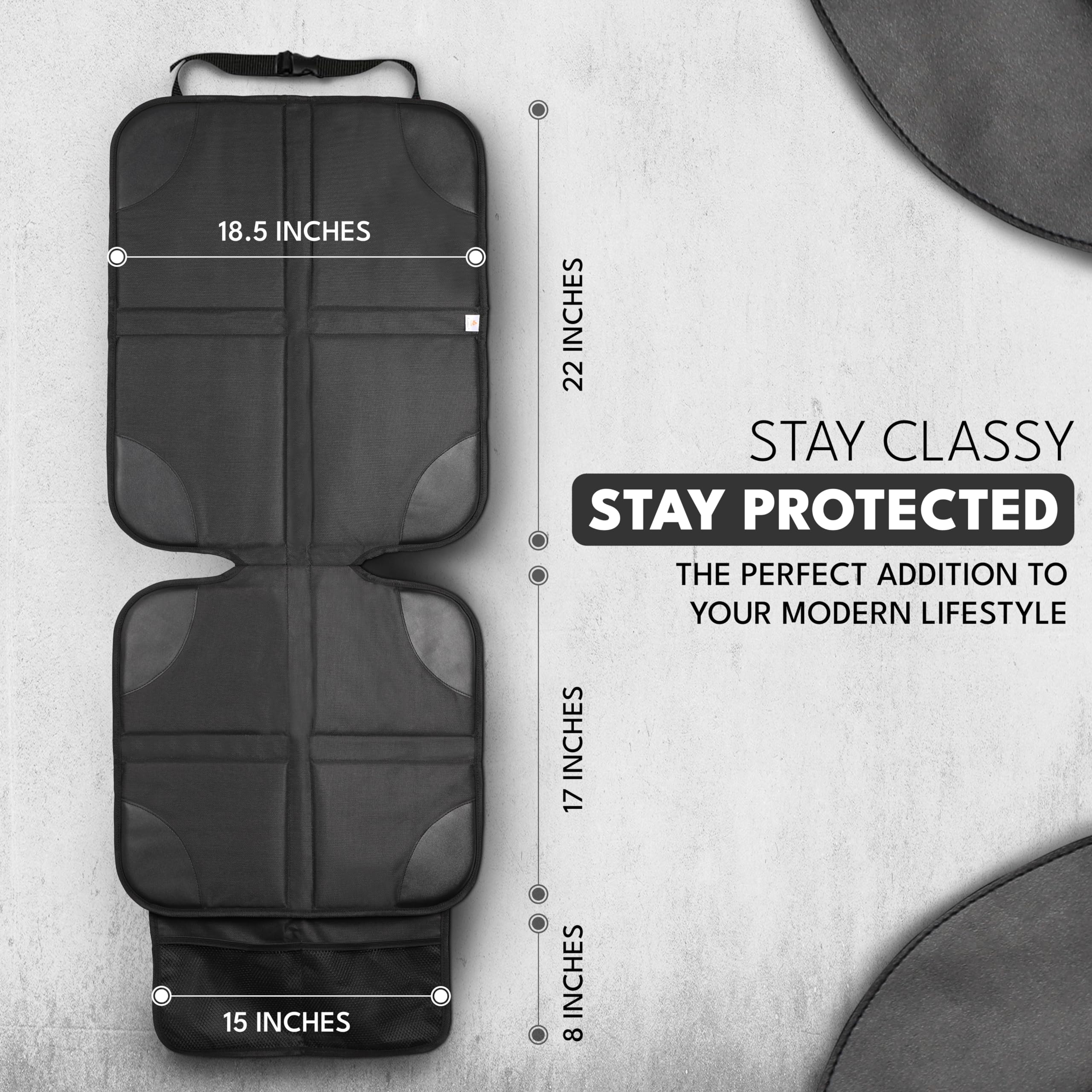 EcoNour car seat protector secure-fit straps keep it in place