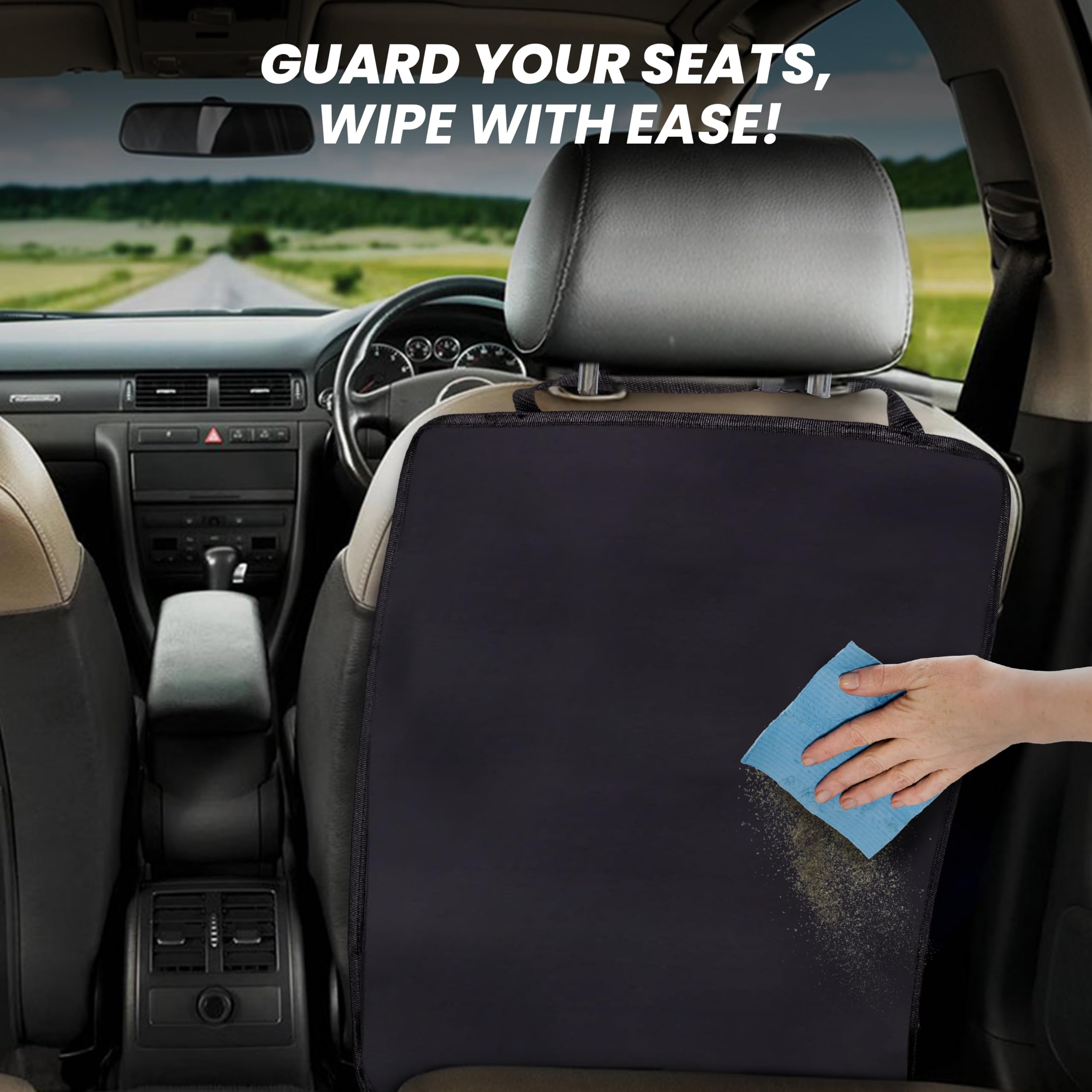 EcoNour durable black backseat cover with reinforced corners resists sagging.