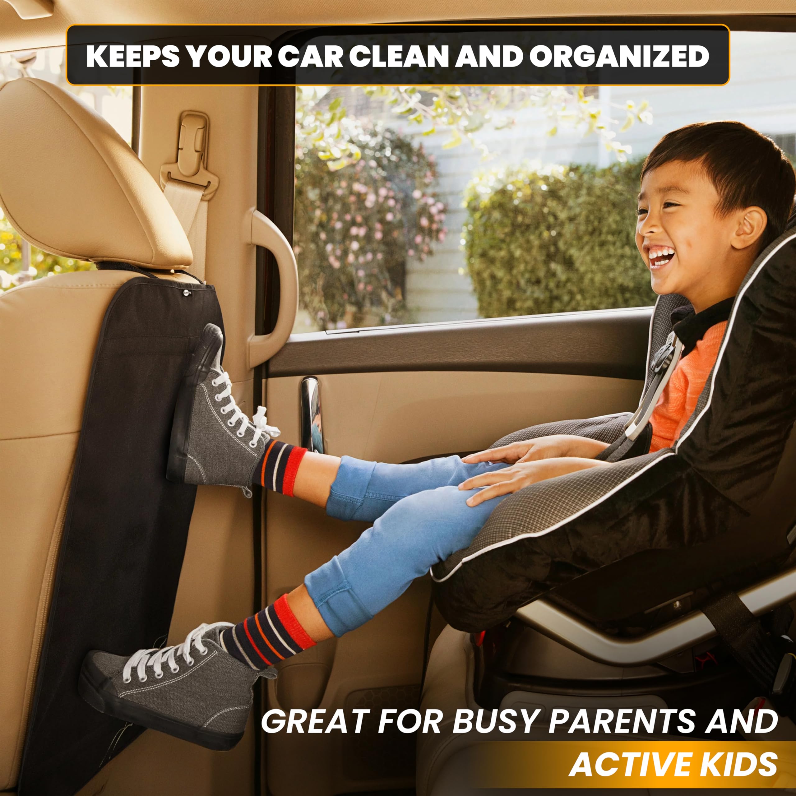 EcoNour family-friendly backseat protector ideal for travel with kids and pets.