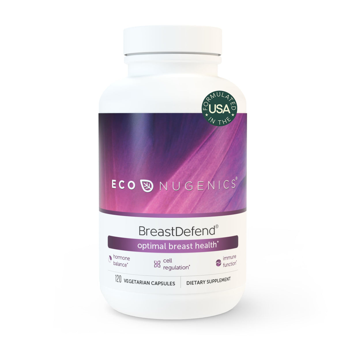 EcoNugenics BreastDefend bottle cap for daily breast health support.