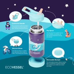 EcoVessel FROST silicone base bumper highlights added drop protection for active youngsters.