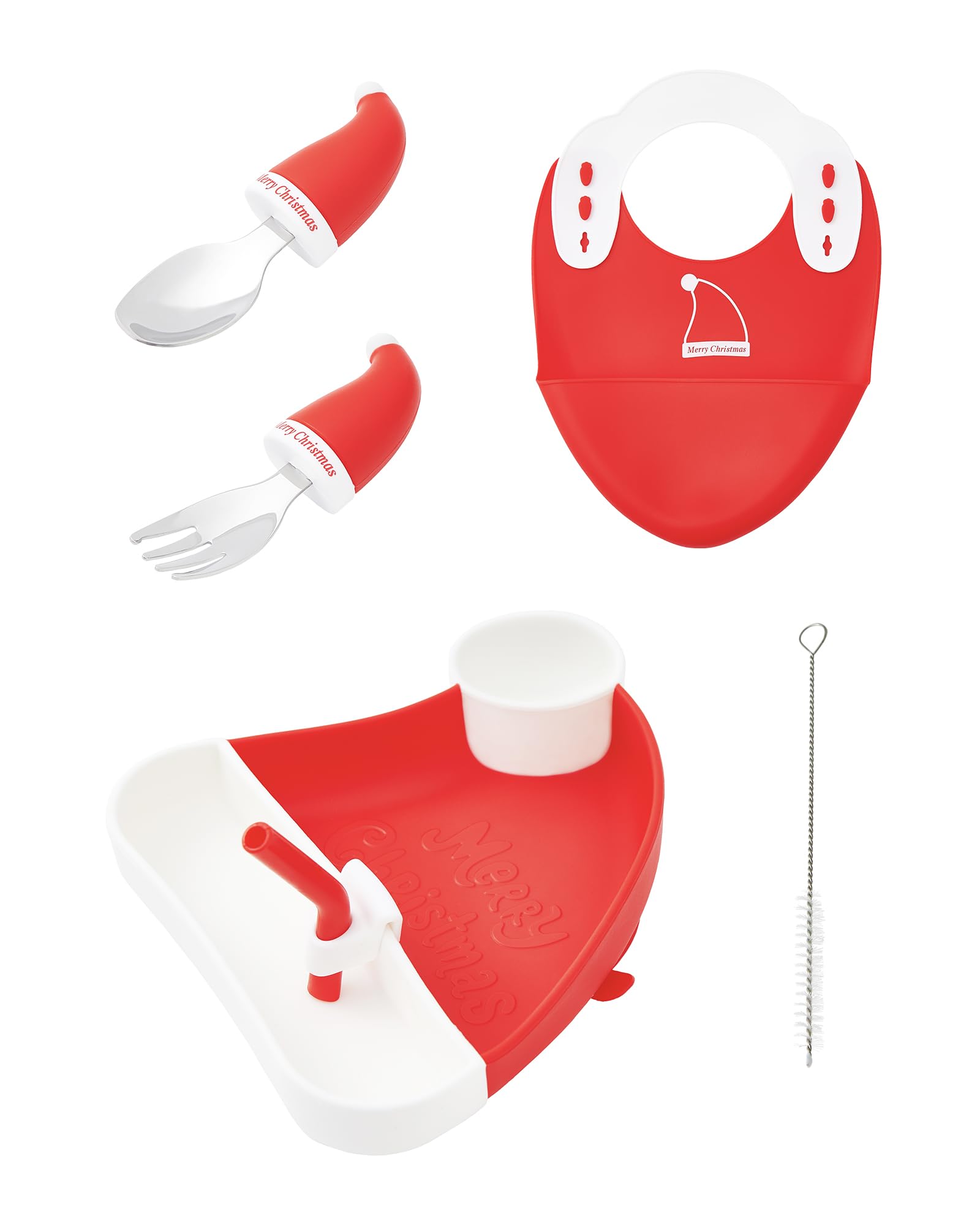 Ecrekhom silicone baby feeding set with suction plate for mess-free meals.