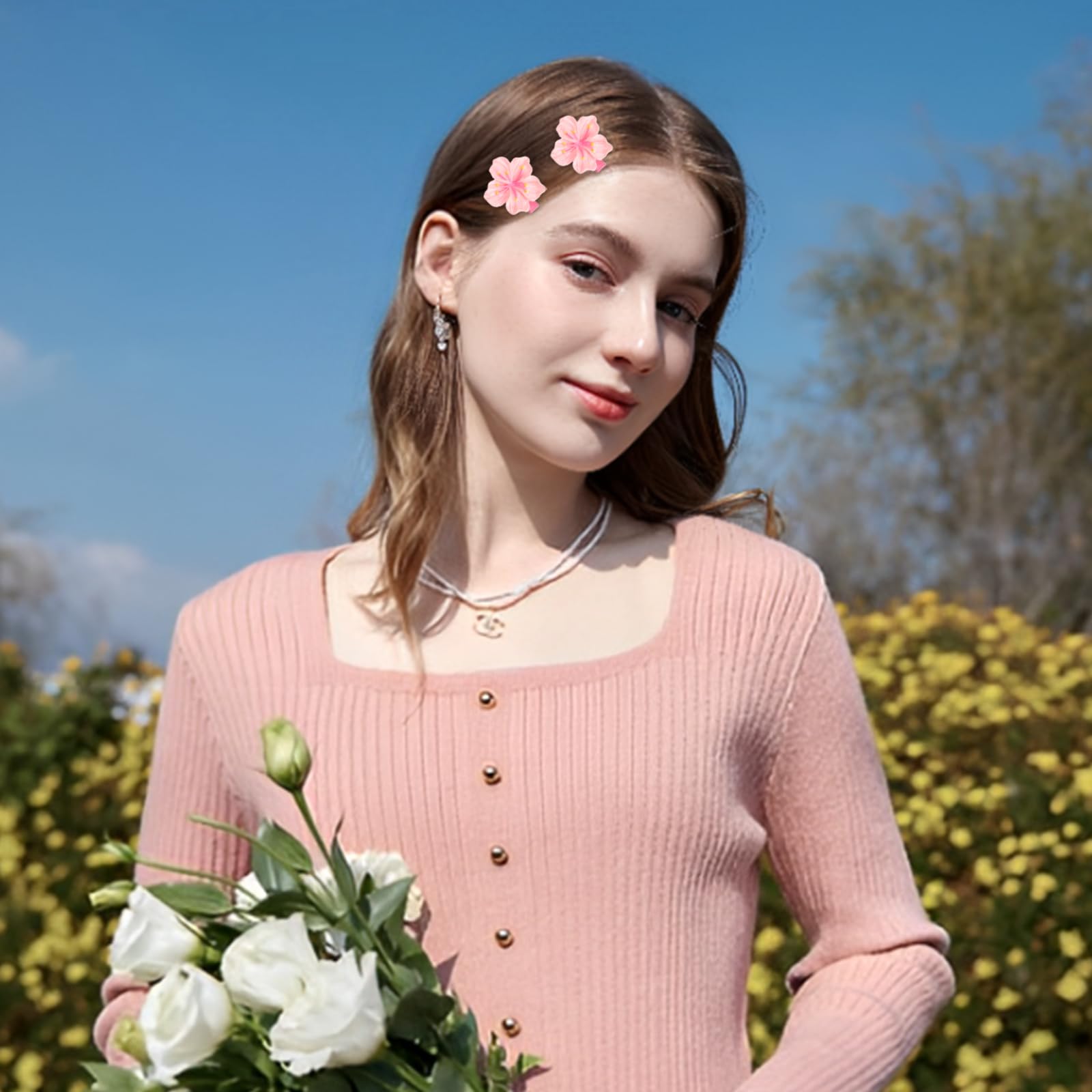 Ecuupas 20 piece cherry blossom hair clip set for versatile styling
