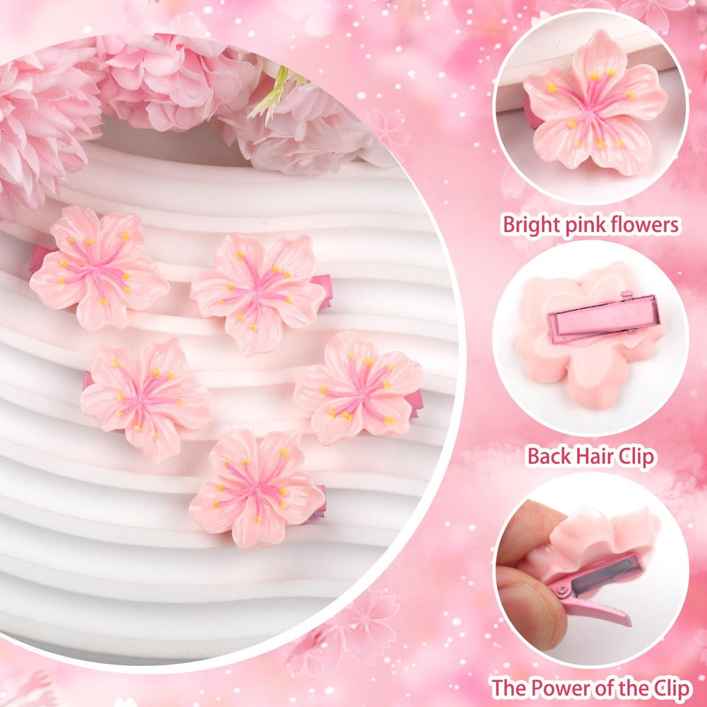 Ecuupas alligator clip pink blossom securing hair during movement