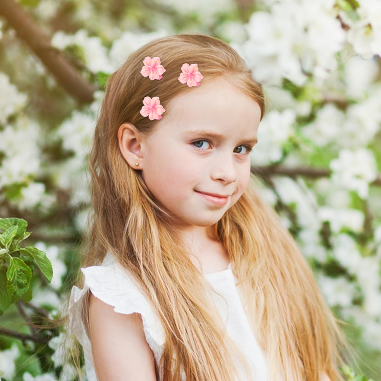 Ecuupas cherry blossom hair clip close up with realistic petals
