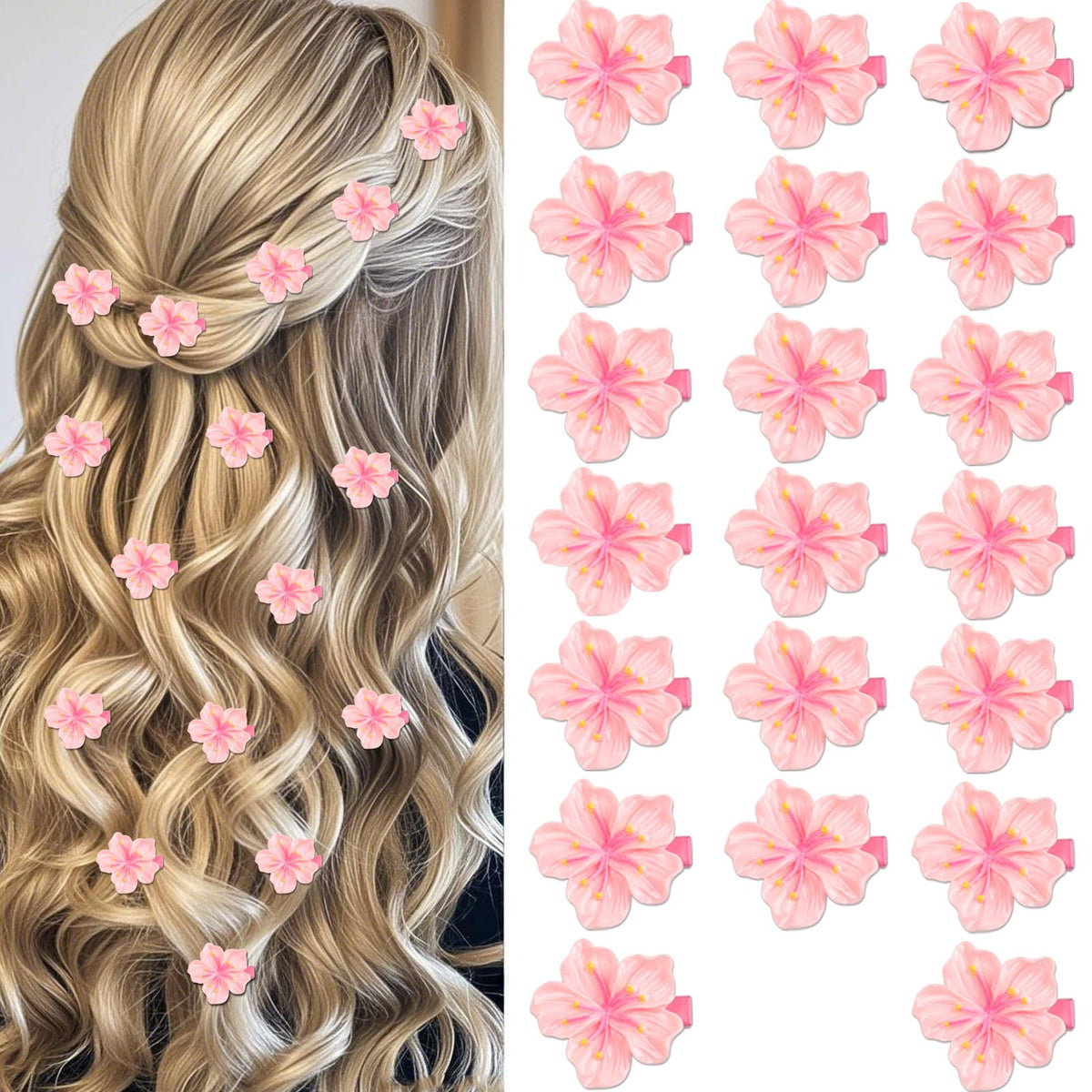 Ecuupas spring flower hair clip pink close up for festival use